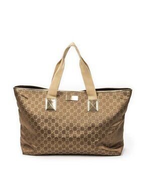 Gucci Large Web Oriental Tote Gold GG Satin Canvas
